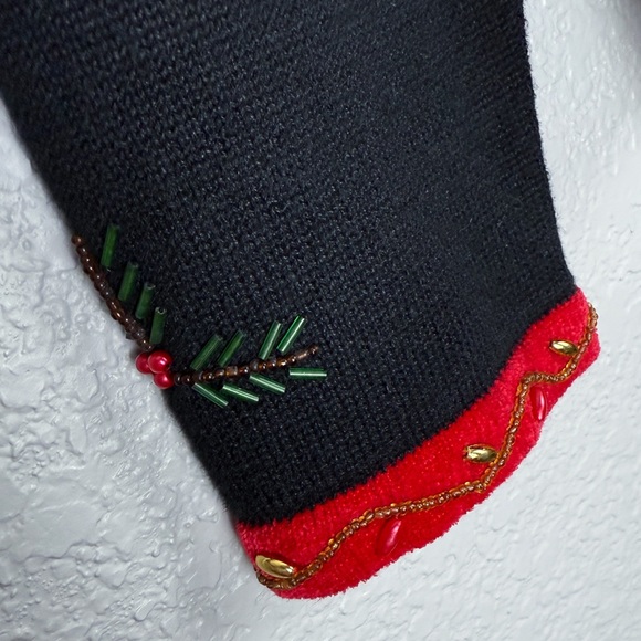 Berek Rare Vintage Tropical Flamingo Christmas Cardigan Sweater M Beaded Sequins - Picture 5 of 12